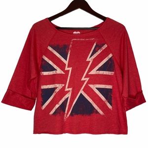 British Flag Lighting Bolt Modern Lux Womens Large Shirt Punk Rock Goth Retro